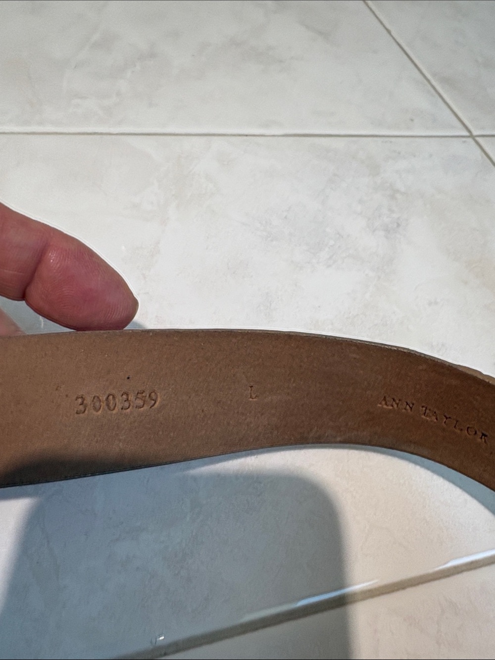 Ann Taylor Taupe Textured Leather Belt with Gold Buckle - Picture 7 of 10